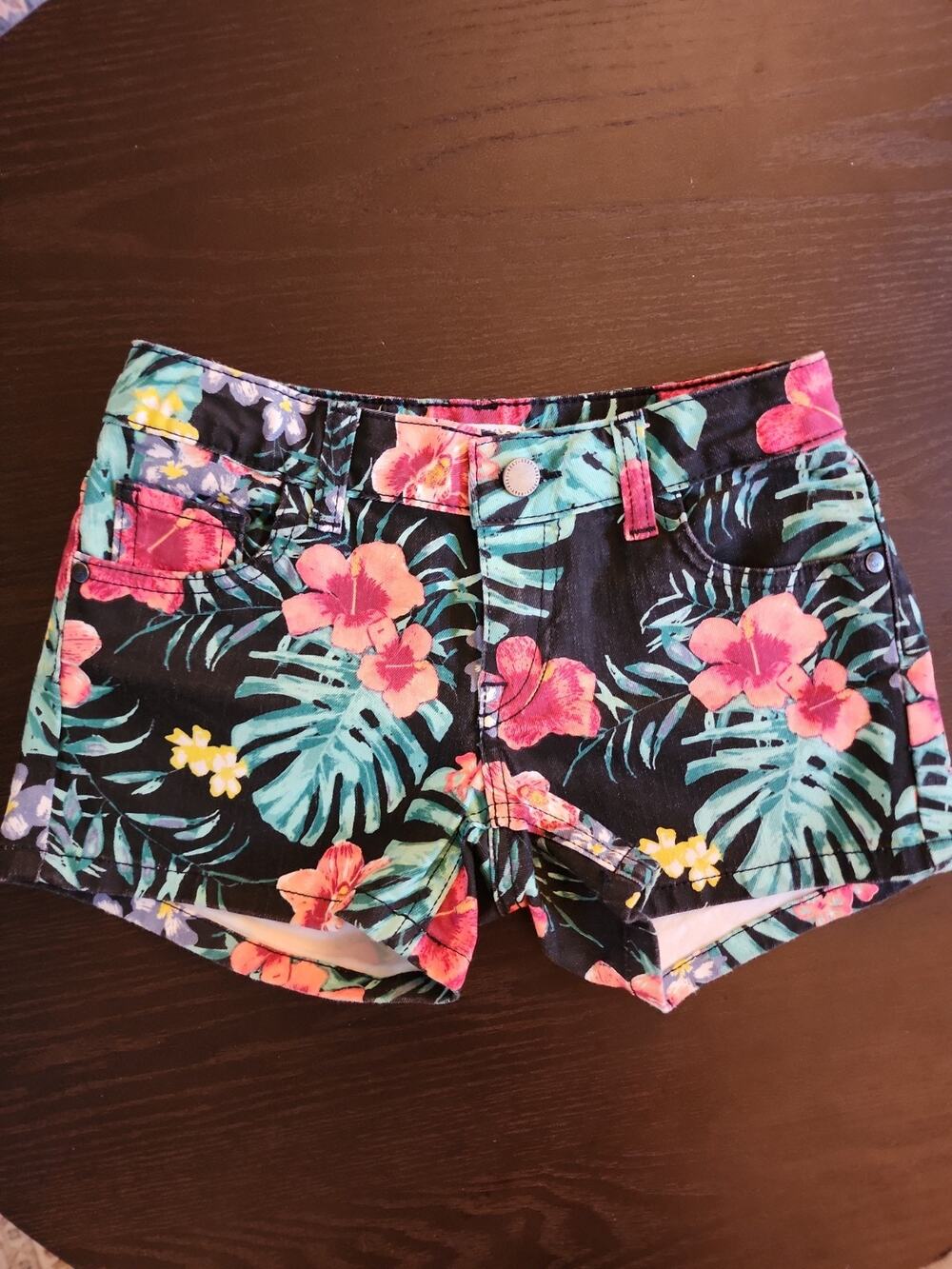 Roxy Girl Floral Tropical Shorts Size 10 Adjustable Waist